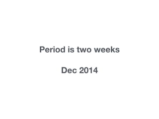 Period is two weeks 
Dec 2014
 
