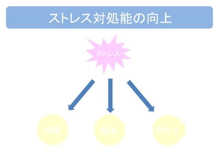 ストレス
頭痛 喘息 抑うつ
ストレス対処能の向上
 