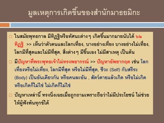 มูลเหตุการเกิดขึ้นของสานักมาธยมิกะ
 ในสมัยพุทธกาล มีทิฏฐิหรือทัศนะต่างๆ เกิดขึ้นมากมายนับได้ ๖๒
ทิฏฐิ >> เห็นว่าตัวตนและโ...