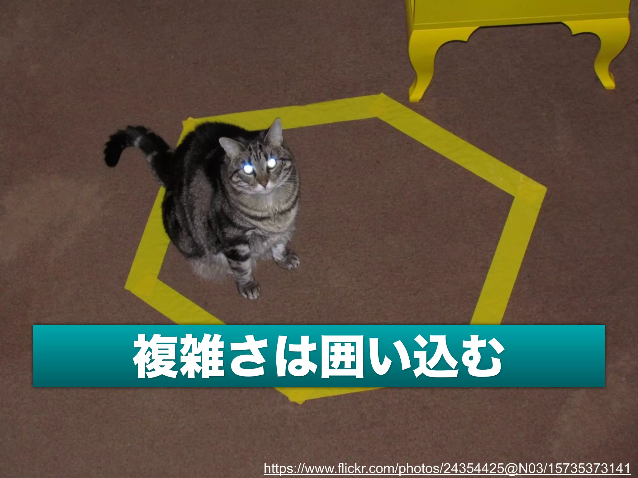 複雑さは囲い込む
https://www.flickr.com/photos/24354425@N03/15735373141
 