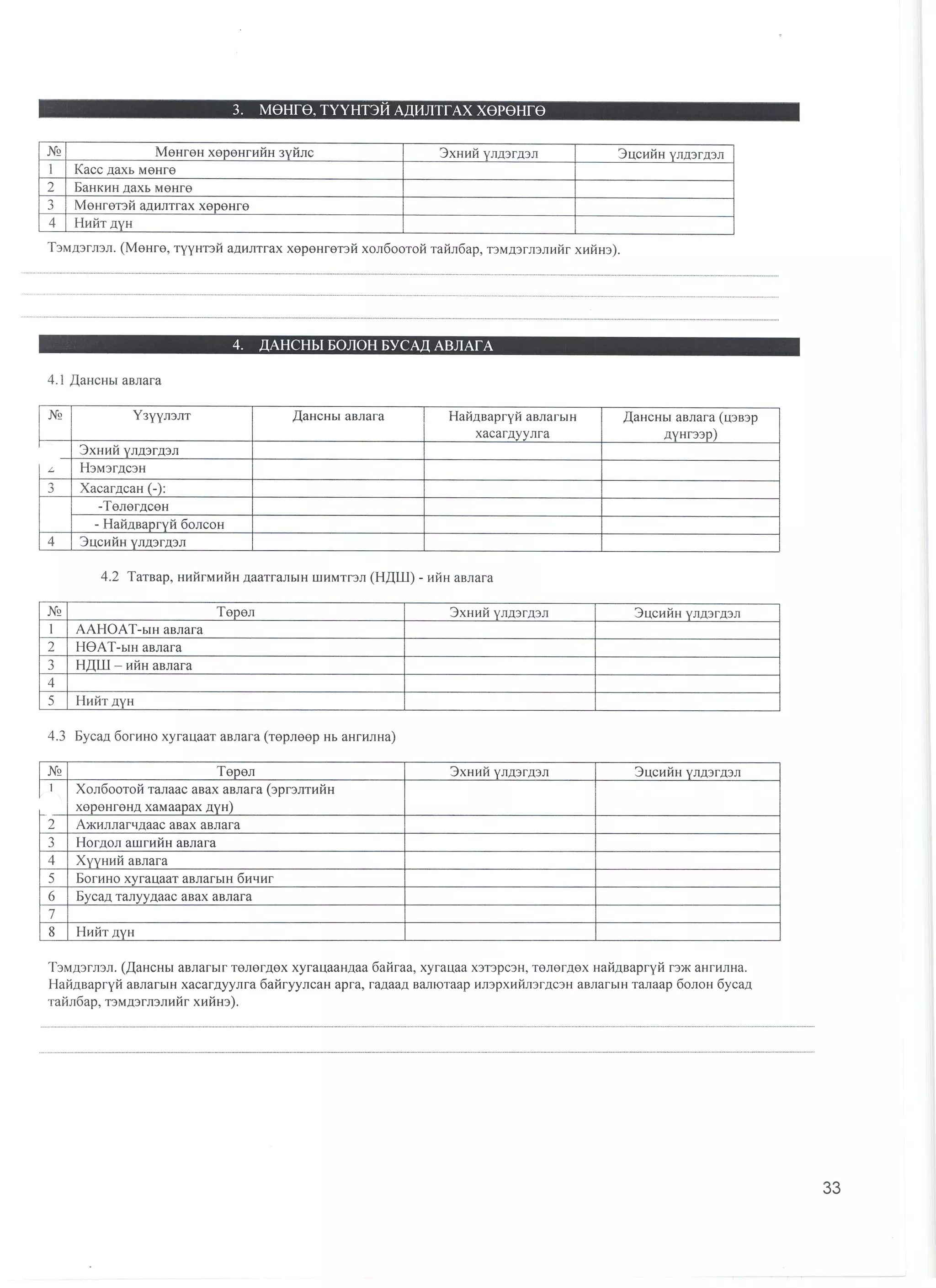 санхүүгийн тайлангийн маягт