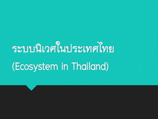 ระบบนิเวศในประเทศไทย
(Ecosystem in Thailand)
 