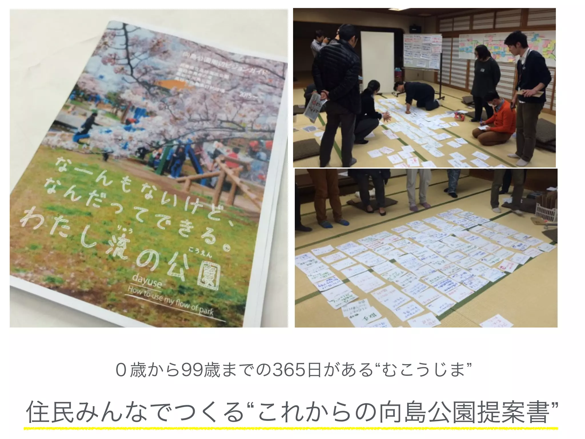 ０歳から99歳までの365日がある むこうじま
住民みんなでつくる これからの向島公園提案書
 