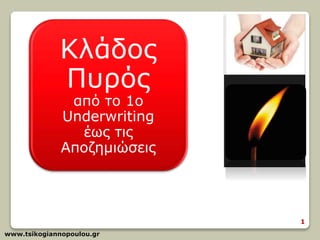 www.tsikogiannopoulou.gr
Κλάδος
Πυρός
από το 1ο
Underwriting
έως τις
Αποζημιώσεις
1
 