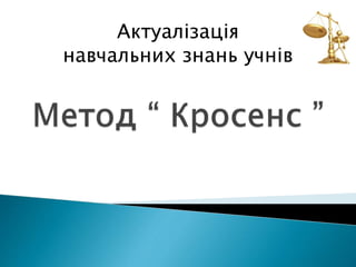 Актуалізація
навчальних знань учнів
 