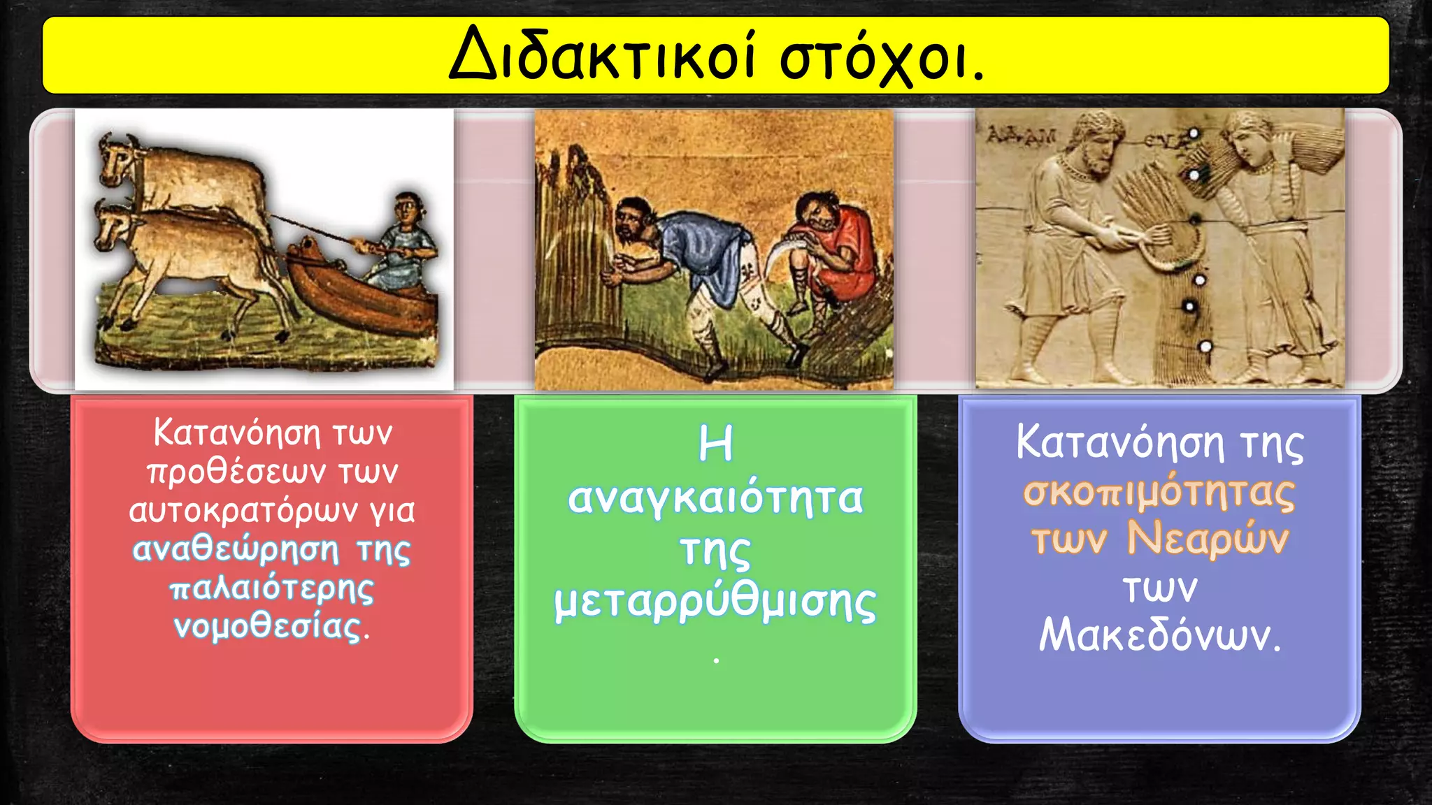 Κατανόηση των
προθέσεων των
αυτοκρατόρων για
.
.
Κατανόηση της
των
Μακεδόνων.
Διδακτικοί στόχοι.
 