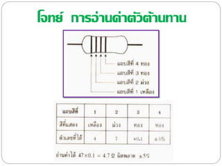 โจทย์ การอ่านค่าตัวต้านทาน
 