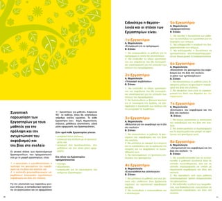 40 41
Συνοπτική
παρουσίαση των
Εργαστηρίων με τους
μαθητές για την
πρόληψη και την
αντιμετώπιση του
εκφοβισμού και
της βίας στο σχολείο
Οι γενικοί στόχοι των προτεινόμενων
δραστηριοτήτων, που πραγματοποιού-
νται με τη μορφή εργαστηρίων, είναι:
1. η κατανόηση, η ευαισθητοποίηση, η
πρόληψη του φαινομένου του εκφοβι-
σμού και της βίας στο σχολείο, και
2. η ανάπτυξη ψυχοπαιδαγωγικών πα-
ρεμβάσεων διαχείρισης περιστατικών
εκφοβισμού και βίας στο σχολείο.
Για την υλοποίηση των παραπάνω γενι-
κών στόχων, οι εκπαιδευτικοί προτείνε-
ται να οργανώσουν και να εφαρμόσουν
11 Εργαστήρια για μαθητές, διάρκειας
90΄ το καθένα, όπου θα αναπτύξουν
ισάριθμα σχέδια εργασίας. Το κάθε
Εργαστήριο έχει: δομή, θεματολογία,
στόχους, μεθόδους υλοποίησης, υλικά
μέσα εφαρμογής, και δραστηριότητες.
Στην αρχή κάθε Εργαστηρίου γίνεται:
• αναφορά στους στόχους,
• εισαγωγή και σύνδεση με τα προηγού-
μενα, και
• αναφορά στις δραστηριότητες, στις
μεθόδους και στα υλικά μέσα εφαρ-
μογής.
Στο τέλος του Εργαστηρίου
πραγματοποιείται:
• σύνοψη,
• αξιολόγηση,
• ενημέρωση για το περιεχόμενο του
επόμενου Εργαστηρίου.
Ειδικότερα η θεματο-
λογία και οι στόχοι των
Εργαστηρίων είναι:
1ο Εργαστήριο
Α. Θεματολογία:
«Ενημέρωση για το πρόγραμμα»
Β. Στόχοι:
1. Να ενημερωθούν οι μαθητές για το
πρόγραμμα το οποίο θα υλοποιήσουν.
2. Να ενισχυθεί το κλίμα εμπιστοσύ-
νης και ασφάλειας που θα λειτουργή-
σει υποστηρικτικά για την επίτευξη των
στόχων του προγράμματος.
2ο Εργαστήριο
Α. Θεματολογία:
«Υπογραφή συμβολαίου»
Β. Στόχοι:
1. Να ενισχυθεί το κλίμα εμπιστοσύ-
νης και ασφάλειας που θα λειτουργή-
σει υποστηρικτικά για την επίτευξη των
στόχων του προγράμματος.
2. Να διατυπωθούν οι βασικοί κανόνες
για τη λειτουργία της ομάδας, να εξα-
σφαλιστεί η συναίνεση των παιδιών και
να υπογραφεί το συμβόλαιο.
3ο Εργαστήριο
Α. Θεματολογία:
«Μιλώντας για τον εκφοβισμό και τη βία
στο σχολείο»
Β. Στόχοι:
1. Να κατανοήσουν οι μαθητές το φαι-
νόμενο του εκφοβισμού και της βίας
στο σχολείο.
2. Να μιλήσουν με αφορμή ένα κείμενο
για τις καταστάσεις και τα πρόσωπα της
ιστορίας και να εκφράσουν τα συναι-
σθήματά τους.
3. Να κατονομάσουν τις αρνητικές επι-
πτώσεις του φαινομένου.
4ο Εργαστήριο
Α. Θεματολογία:
«Ενσυναίσθηση και αλληλεγγύη»
Β. Στόχοι:
1. Να μιλήσουν οι μαθητές για τους ρό-
λους που υιοθετούν όταν βρίσκονται
παρόντες σε περιστατικά εκφοβισμού
και βίας.
2. Να ενισχυθούν η ενσυναίσθηση και
η αλληλεγγύη.
5ο Εργαστήριο
Α. Θεματολογία:
«Διαφορετικότητα»
Β. Στόχοι:
1. Να οξυνθεί η δυνατότητα των μαθη-
τών να εντοπίζουν τις ομοιότητες και τις
διαφορές των ατόμων.
2. Να ενθαρρυνθεί η αποδοχή της δια-
φορετικότητας των ατόμων.
3. Να καλλιεργηθεί η δυνατότητα να
χρησιμοποιούν αλληλοσυμπληρωματι-
κά και δημιουργικά τη διαφορετικότητα.
6ο Εργαστήριο
Α. Θεματολογία:
«Κατανόηση του φαινομένου του εκφο-
βισμού και της βίας στο σχολείο:
οι ρόλοι των εμπλεκομένων»
Β. Στόχοι:
1. Να κατανοήσουν οι μαθητές τους δι-
άφορους ρόλους σε φαινόμενα εκφοβι-
σμού και βίας στο σχολείο.
2. Να σκεφτούν ποια είναι τα χαρακτη-
ριστικά του θύτη, του θύματος και του
παρατηρητή.
7ο Εργαστήριο
Α. Θεματολογία:
«Επιπτώσεις του εκφοβισμού και της
βίας στο σχολείο»
Β. Στόχοι:
1. Να γίνουν κατανοητές οι επιπτώσεις
του εκφοβισμού και της βίας στο σχο-
λείο.
2. Να αναγνωριστούν οι συμπεριφορές
και τα συμπτώματα που μπορεί να οφεί-
λονται στο φαινόμενο αυτό.
8ο Εργαστήριο
Α. Θεματολογία:
«Αντιμετώπιση του εκφοβισμού και της
βίας στο σχολείο – Ι»
Β. Στόχοι:
1. Να ευαισθητοποιηθεί και να κινητο-
ποιηθεί η μαθητική κοινότητα τόσο σε
επίπεδο συναισθηματικό, όσο και σε
επίπεδο συμπεριφοράς σε σχέση με
περιστατικά εκφοβισμού και βίας στο
σχολείο.
2. Να προταθούν από τους μαθητές
αποτελεσματικοί τρόποι αντιμετώπισης
του φαινομένου.
3. Να συζητηθεί ο ρόλος των συμμαθη-
τών, των δασκάλων και των γονέων σε
περιστατικά εκφοβισμού και βίας στο
σχολείο.
 