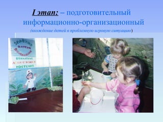 I этап: – подготовительный
информационно-организационный
(вхождение детей в проблемную игровую ситуацию))
 