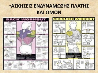 •ΑΣΚΗΣΕΙΣ ΕΝΔΥΝΑΜΩΣΗΣ ΠΛΑΤΗΣ
ΚΑΙ ΩΜΩΝ
 