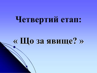 Четвертий етап:
« Що за явище? »
 