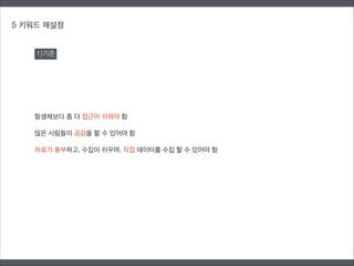 항생제보다 좀 더 접근이 쉬워야 함
!
많은 사람들이 공감을 할 수 있어야 함
!
자료가 풍부하고, 수집이 쉬우며, 직접 데이터를 수집 할 수 있어야 함
5 키워드 재설정
1)기준
 