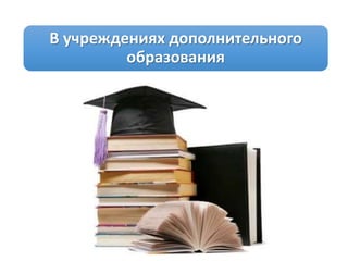 В учреждениях дополнительного
образования
 