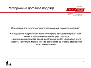 Расторжение договора подряда в случае нарушения подрядчиков сроков | PPT