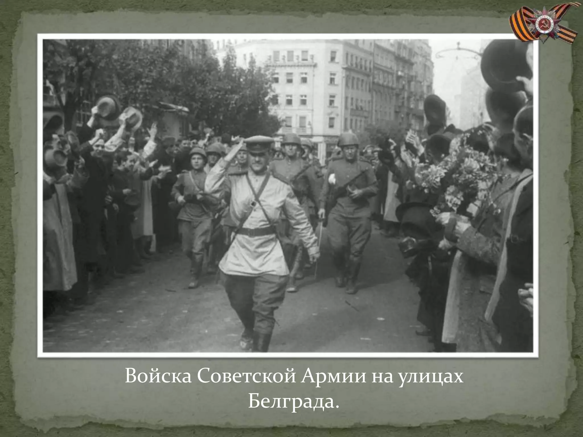 Войска Советской Армии на улицах
Белграда.
 