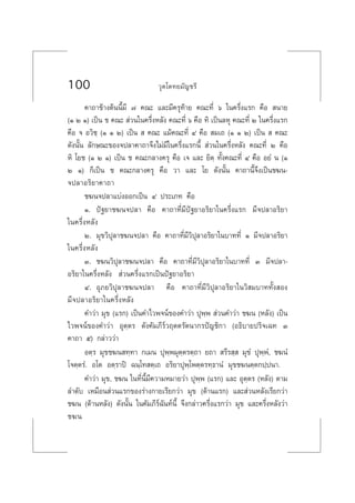 100 «ÿµ‚µ∑¬¡—≠™√’
§“∂“¢â“ßµâππ’È¡’ ˜ §≥– ·≈–¡’§√ÿ∑â“¬ §≥–∑’Ë ˆ „π§√÷Ëß·√° §◊Õ  π“¬
(Ò Ú Ò) ‡ªìπ ™ §≥–  à«π„π§√÷ËßÀ≈—ß §≥–∑’Ë ˆ §◊Õ ∑‘ ‡ªìπ≈Àÿ §≥–∑’Ë Ú „π§√÷Ëß·√°
§◊Õ ® Õ«‘™⁄ (Ò Ò Ú) ‡ªìπ   §≥– ·¡â§≥–∑’Ë Ù §◊Õ  ¡‡∂ (Ò Ò Ú) ‡ªìπ   §≥–
¥—ßπ—Èπ ≈—°…≥–¢Õß®ª≈“§“∂“®÷ß‰¡à¡’„π§√÷Ëß·√°π’È  à«π„π§√÷ËßÀ≈—ß §≥–∑’Ë Ú §◊Õ
À‘ ‚¬™ (Ò Ú Ò) ‡ªìπ ™ §≥–°≈“ß§√ÿ §◊Õ ‡® ·≈– ¬‘µ⁄ ∑—Èß§≥–∑’Ë Ù §◊Õ Õ¬Ì π (Ò
Ú Ò) °Á‡ªìπ ™ §≥–°≈“ß§√ÿ §◊Õ «“ ·≈– ‚¬ ¥—ßπ—Èπ §“∂“π’È®÷ß‡ªìπ™¶π-
®ª≈“Õ√‘¬“§“∂“
™¶π®ª≈“·∫àßÕÕ°‡ªìπ Ù ª√–‡¿∑ §◊Õ
Ò. ªí∞¬“™¶π®ª≈“ §◊Õ §“∂“∑’Ë¡’ªí∞¬“Õ√‘¬“„π§√÷Ëß·√° ¡’®ª≈“Õ√‘¬“
„π§√÷ËßÀ≈—ß
Ú. ¡ÿ¢«‘ªÿ≈“™¶π®ª≈“ §◊Õ §“∂“∑’Ë¡’«‘ªÿ≈“Õ√‘¬“„π∫“∑∑’Ë Ò ¡’®ª≈“Õ√‘¬“
„π§√÷ËßÀ≈—ß
Û. ™¶π«‘ªÿ≈“™¶π®ª≈“ §◊Õ §“∂“∑’Ë¡’«‘ªÿ≈“Õ√‘¬“„π∫“∑∑’Ë Û ¡’®ª≈“-
Õ√‘¬“„π§√÷ËßÀ≈—ß  à«π§√÷Ëß·√°‡ªìπªí∞¬“Õ√‘¬“
Ù. Õÿ¿¬«‘ªÿ≈“™¶π®ª≈“ §◊Õ §“∂“∑’Ë¡’«‘ªÿ≈“Õ√‘¬“„π«‘ ¡∫“∑∑—Èß Õß
¡’®ª≈“Õ√‘¬“„π§√÷ËßÀ≈—ß
§”«à“ ¡ÿ¢ (·√°) ‡ªìπ§”‰«æ®πå¢Õß§”«à“ ªÿæ⁄æ  à«π§”«à“ ™¶π (À≈—ß) ‡ªìπ
‰«æ®πå¢Õß§”«à“ Õÿµ⁄µ√ ¥—ß§—¡¿’√å«ƒµµ√—µπ“°√ªí≠™‘°“ (Õ∏‘∫“¬ª√‘®‡©∑ Û
§“∂“ ı) °≈à“««à“
Õµ⁄√ ¡ÿ¢™¶π ∑⁄∑“ °‡¡π ªÿæ⁄æ¡ÿµ⁄µ√µ⁄∂“ ¬∂“  √’√ ⁄  ¡ÿ¢Ì ªÿæ⁄æÌ, ™¶πÌ
‚®µ⁄µ√Ì. Õ‚µ Õµ⁄√“ªî ©π⁄‚∑ µ⁄‡∂ Õ√‘¬“ªÿæ⁄‚æµ⁄µ√∑⁄∏“πÌ ¡ÿ¢™¶πµ⁄µ°ª⁄ªπ“.
§”«à“ ¡ÿ¢, ™¶π „π∑’Ëπ’È¡’§«“¡À¡“¬«à“ ªÿæ⁄æ (·√°) ·≈– Õÿµ⁄µ√ (À≈—ß) µ“¡
≈”¥—∫ ‡À¡◊Õπ à«π·√°¢Õß√à“ß°“¬‡√’¬°«à“ ¡ÿ¢ (¥â“π·√°) ·≈– à«πÀ≈—ß‡√’¬°«à“
™¶π (¥â“πÀ≈—ß) ¥—ßπ—Èπ „π§—¡¿’√å©—π∑åπ’È ®÷ß°≈à“«§√÷Ëß·√°«à“ ¡ÿ¢ ·≈–§√÷ËßÀ≈—ß«à“
™¶π
 
