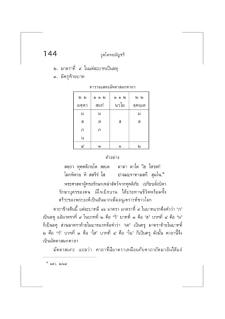 144 «ÿµ‚µ∑¬¡—≠™√’
Ú. ¡“µ√“∑’Ë ˘ „π·µà≈–∫“∑‡ªìπ≈Àÿ
Û. ¡’§√ÿ∑â“¬∫“∑
µ“√“ß· ¥ß¡—µµ“ ¡°§“∂“
Ú Ú Ò Ò Ú Ò Ò Ú Ú Ú
¡µ⁄µ“  ¡°Ì π«‚¡ ≈⁄§π⁄‡µ
¡ ¡ ¡
       
¿ ¿
π
Ù Û Ò Ú
µ—«Õ¬à“ß
 µ⁄∂“ ∑ÿ§⁄§µ‘¿¬‚µ  µ⁄‡µ µ“µ“ µ“‚µ «‘¬ ‚ √ °Ì
‚≈°À‘µ“¬ À‘   √’√Ì ‚  ª“≥ê⁄®“∑“¡ °÷  ÿ¡‚π.Ò
æ√–»“ ¥“ºŸâ∑√ß√—°…“‡À≈à“ —µ«å®“°∑ÿ§µ‘¿—¬ ‡ª√’¬∫¥—Ëß∫‘¥“
√—°…“∫ÿµ√¢Õßµπ ¡’„®‡∫‘°∫“π ‰¥âª√–∑“π™’«‘µæ√âÕ¡∑—Èß
 √’√–¢Õßæ√–Õß§å‡ªìπÕ—π¡“°‡æ◊ËÕÕπÿ‡§√“–Àå™“«‚≈°
§“∂“¢â“ßµâππ’È ·µà≈–∫“∑¡’ Òˆ ¡“µ√“ ¡“µ√“∑’Ë ˘ „π∫“∑·√°§◊Õ§”«à“ ç¿é
‡ªìπ≈Àÿ ·¡â¡“µ√“∑’Ë ˘ „π∫“∑∑’Ë Ú §◊Õ ç«‘é ∫“∑∑’Ë Û §◊Õ ç é ∫“∑∑’Ë Ù §◊Õ ç¡é
°Á‡ªìπ≈Àÿ  à«π¡“µ√“∑â“¬„π∫“∑·√°§◊Õ§”«à“ ç‡µé ‡ªìπ§√ÿ ¡“µ√“∑â“¬„π∫“∑∑’Ë
Ú §◊Õ ç°Ìé ∫“∑∑’Ë Û §◊Õ ç‚ é ∫“∑∑’Ë Ù §◊Õ ç‚πé °Á‡ªìπ§√ÿ ¥—ßπ—Èπ §“∂“π’È®÷ß
‡ªìπ¡—µµ“ ¡°§“∂“
¡—µµ“ ¡°– ·ª≈«à“ §“∂“∑’Ë¡’¡“µ√“‡À¡◊Õπ°—∫§“∂“∂—¥¡“Õ—π‰¥â·°à
Ò © «. Ú/Û˘
 