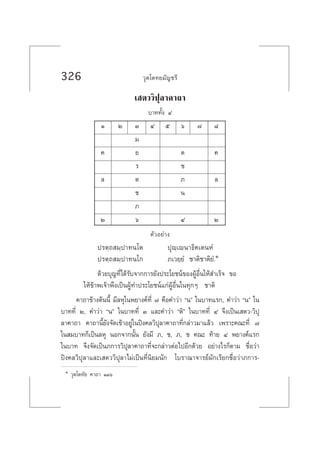326 «ÿµ‚µ∑¬¡—≠™√’
‡ µ««‘ªÿ≈“§“∂“
∫“∑∑—Èß Ù
Ò Ú Û Ù ı ˆ ˜ ¯
¡
§ ¬ µ §
√ ™
≈ µ ¿ ≈
™ π
¿
Ú ˆ Ù Ú
µ—«Õ¬à“ß
ª√µ⁄∂ ¡⁄ª“∑π‚µ ªÿê⁄‡êπ“∏‘§‡µπÀÌ
ª√µ⁄∂ ¡⁄ª“∑π‚° ¿‡«¬⁄¬Ì ™“µ‘™“µ‘¬Ì.Ò
¥â«¬∫ÿ≠∑’Ë‰¥â√—∫®“°°“√¬—ßª√–‚¬™πå¢ÕßºŸâÕ◊Ëπ„Àâ ”‡√Á® ¢Õ
„Àâ¢â“æ‡®â“æ÷ß‡ªìπºŸâ∑”ª√–‚¬™πå·°àºŸâÕ◊Ëπ„π∑ÿ°Ê ™“µ‘
§“∂“¢â“ßµâππ’È ¡’≈Àÿ„πæ¬“ß§å∑’Ë ˜ §◊Õ§”«à“ çπé „π∫“∑·√°, §”«à“ çπé „π
∫“∑∑’Ë Ú, §”«à“ çπé „π∫“∑∑’Ë Û ·≈–§”«à“ çµ‘é „π∫“∑∑’Ë Ù ®÷ß‡ªìπ‡ µ«-«‘ªÿ
≈“§“∂“ §“∂“π’È¬—ß®—¥‡¢â“Õ¬Ÿà„πªîß§≈«‘ªÿ≈“§“∂“∑’Ë°≈à“«¡“·≈â« ‡æ√“–§≥–∑’Ë ˜
„π ¡∫“∑°Á‡ªìπ≈Àÿ πÕ°®“°π—Èπ ¬—ß¡’ ¿, ™, ¿, ™ §≥– ∑â“¬ Ù æ¬“ß§å·√°
„π∫“∑ ®÷ß®—¥‡ªìπ¿°“√«‘ªÿ≈“§“∂“∑’Ë®–°≈à“«µàÕ‰ªÕ’°¥â«¬ Õ¬à“ß‰√°Áµ“¡ ™◊ËÕ«à“
ªîß§≈«‘ªÿ≈“·≈–‡ µ««‘ªÿ≈“‰¡à‡ªìπ∑’Ëπ‘¬¡π—° ‚∫√“≥“®“√¬å¡—°‡√’¬°™◊ËÕ«à“¿°“√-
Ò «ÿµ‚µ∑—¬ §“∂“ ÒÛˆ
 