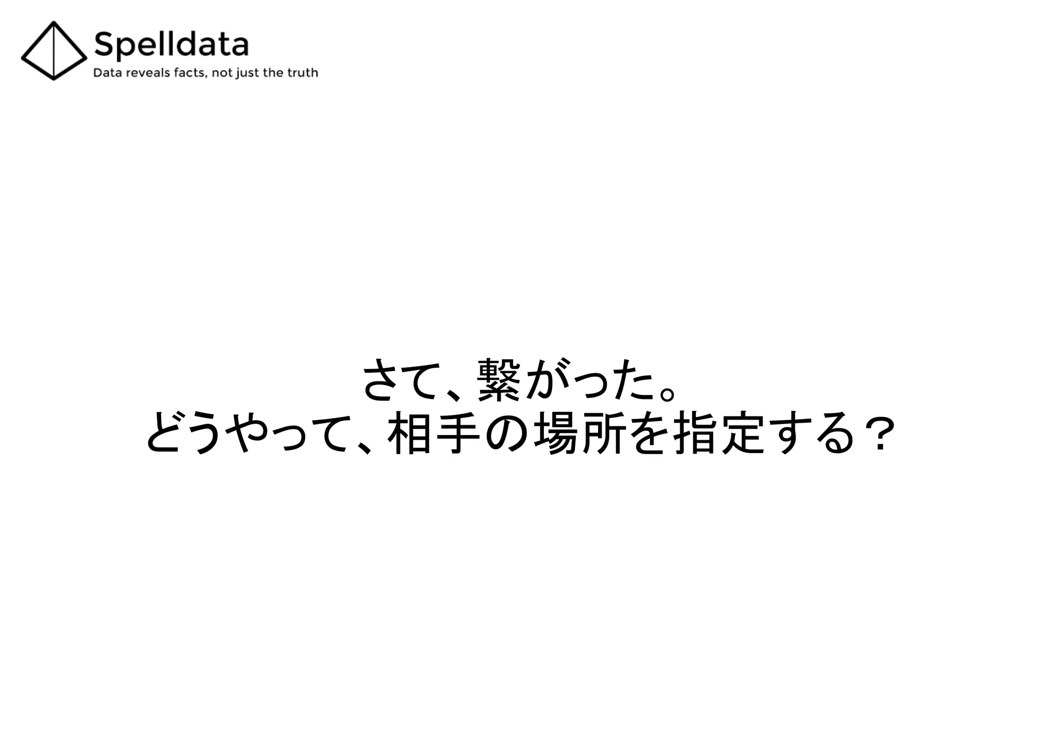さて、繋がった。
どうやって、相手の場所を指定する？
 
