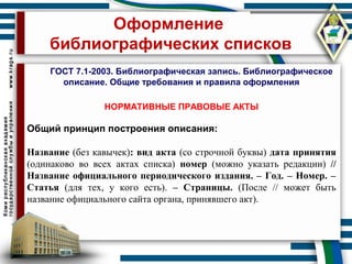 Оформление Библиографического Списка | PPT