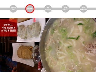 두물머리
미션
점심식사
팬션
미니올림픽
팬션
바베큐파티
팬션
세미나
만두라니…
미션 보상보다
초과한게 분명함
 