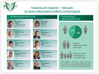 ТОП-МЕНЕДЖЕРИ ЮРІЯ-ФАРМ У ШТАТІ ПОНАД
1800 СПІВРОБІТНИКІВ
 