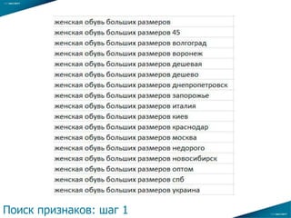 …
Поиск признаков: шаг 1