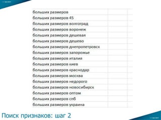 …
Поиск признаков: шаг 2