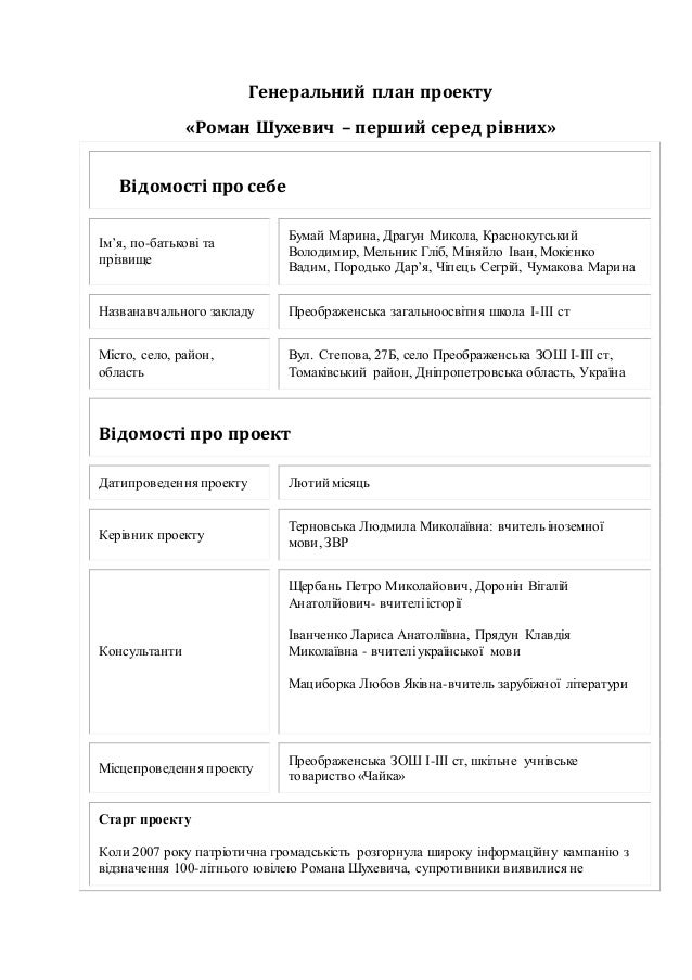 генеральний план шухевич