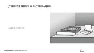 Мотивация творчества | Red Keds Москва, Россия, 2015
Задача со свечой
ДЭНИЕЛ ПИНК О МОТИВАЦИИ
 