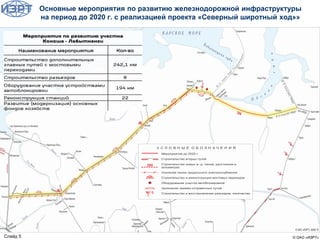 © ОАО «ИЭРТ»
Слайд 5
Основные мероприятия по развитию железнодорожной инфраструктуры
на период до 2020 г. с реализацией проекта «Северный широтный ход»»
 