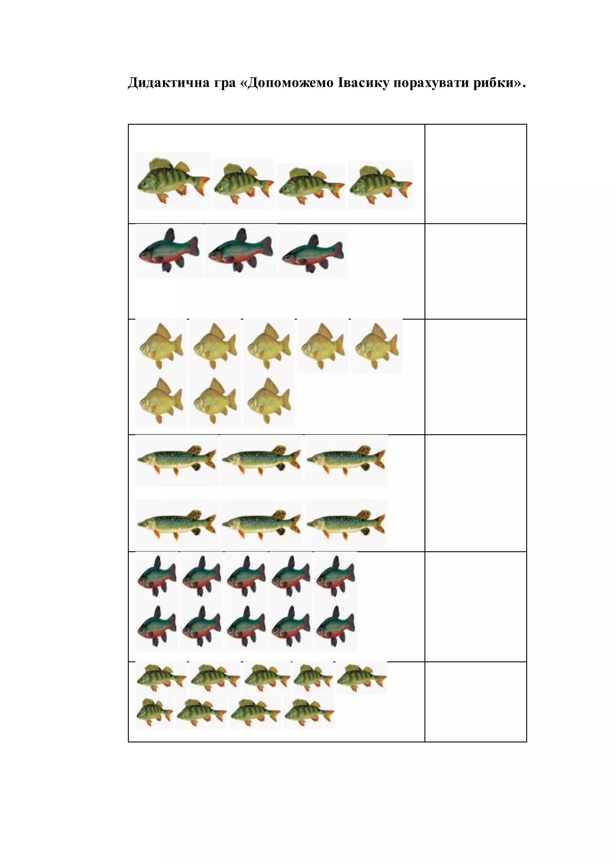 Дидактична гра «Допоможемо Івасику порахувати рибки».
 