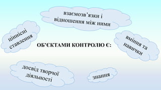 ОБ’ЄКТАМИ КОНТРОЛЮ Є:
 