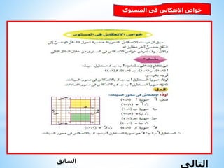 ‫المستوى‬ ‫فى‬ ‫االنعكاس‬ ‫خواص‬
‫التالى‬‫السابق‬
 