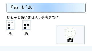 「ワ」の点字構成
③突起・・・「ア」を2つ下げ
る
①②④⑤⑥
突起しない
●
 