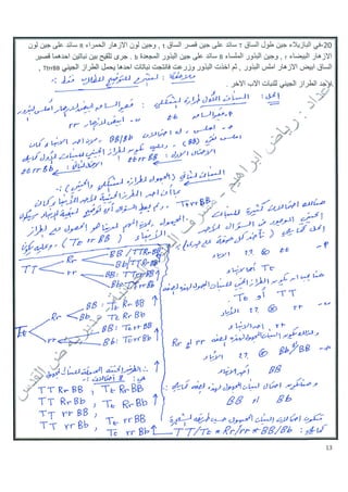 اسئلة وراثة مع حلولها وتفسير الحل-رياض ابراهيم