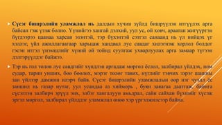  Сүсэг бишрэлийн уламжлал нь далдын хүчин зүйлд бишрүүлэн итгүүлэх арга
байсан гэж үзэж болно. Үүнийгээ хангай дэлхий, уул ус, ой хөвч, араатан жигүүртэн
бүгдээрээ цаанаа харсан эзэнтэй, тэр бүхэнтэй сэтгэл санаанд нь үл нийцэх үг
хэллэг, үйл ажиллагаагаар харьцаж хандвал лус савдаг хилэгнэж хорлол болдог
гэсэн итгэл үнэмшлийг хүний ой тойнд суулгаж ухварлуулах арга замаар түгээн
дэлгэрүүлдэг байжээ.
 Тэр нь гол төлөв лус савдгийг хүндлэн аргадаж мөргөл ёслол, залбирал үйлдэх, ном
судар, тарни унших, бөө бөөлөх, мэрэг төлөг тавих, нүглийг тэвчих зэрэг шашны
зан үйлээр дамжин илэрч байв. Сүсэг бишрэлийн уламжлалын өөр нэг чухал ёс
заншил нь газар нутаг, уул усандаа аз хийморь , буян заяагаа даатгаж, байнга
сүсэглэн залбирч эрүүл энх, элбэг хангалуун амьдрал, сайн сайхан бүхнийг хүсэж
эргэл мөргөл, залбирал үйлддэг уламжлал өнөө хэр үргэлжилсээр байна.
 
