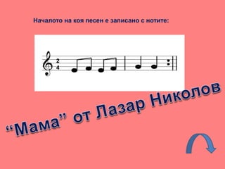 Началото на коя песен е записано с нотите:
2
4
 