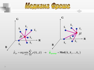 1x
2x
3x
4x
5x
6x
R
G
B
1x
2x
3x
4x
5x
6x
R
G
B
   1 2
1
ˆ arg min , , ,...,ˆ
i
N
opt i N
x
i

  


   quasioptx Med x x xμ


 