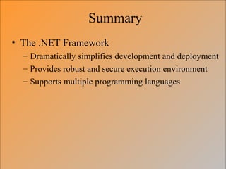 .Net framework | PPT | Programming Languages | Computing