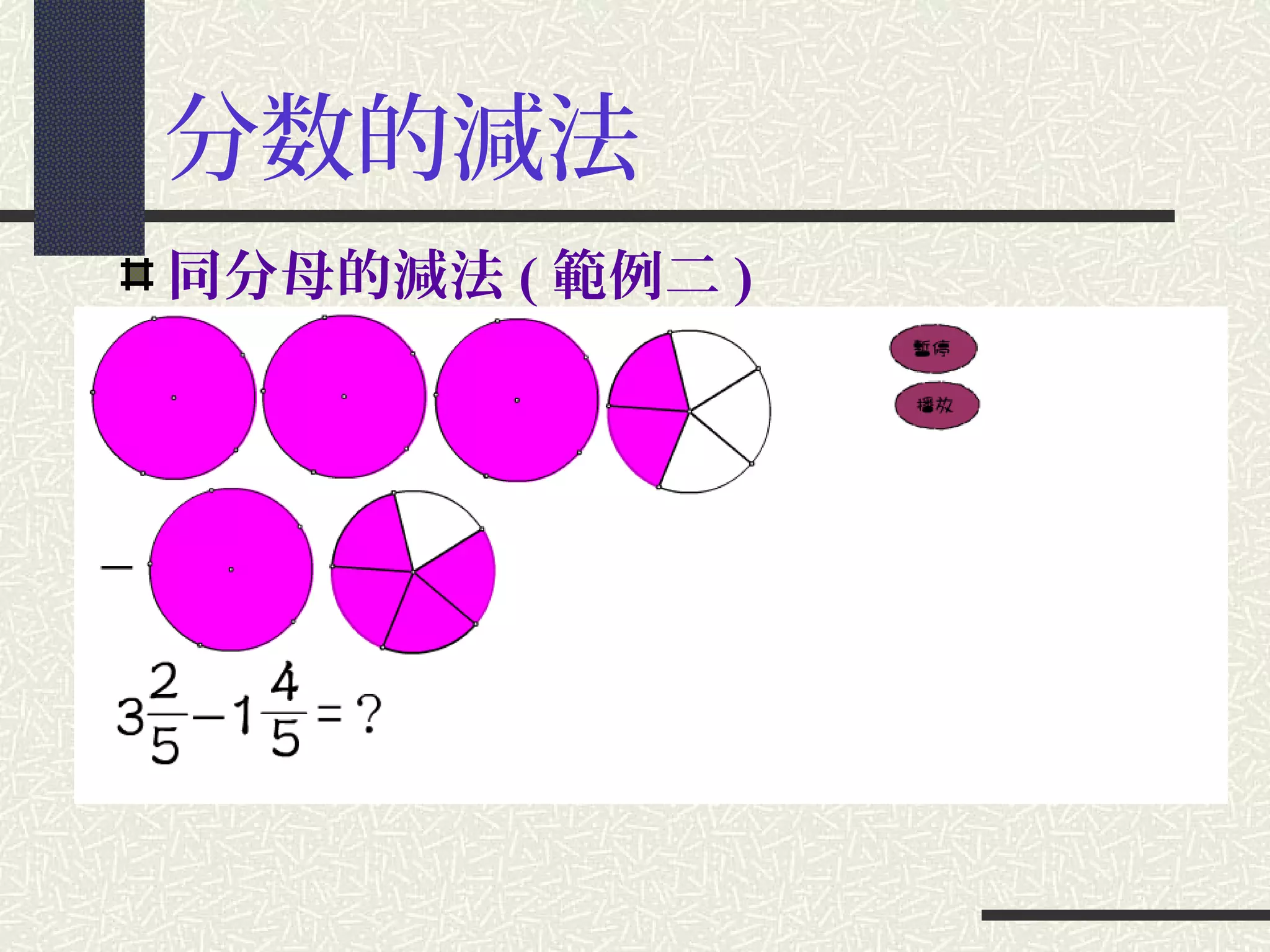 分数的減法
同分母的減法 ( 範例二 )
 
