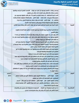 ‫وقاموا‬ ‫الدراسى‬ ‫الفصل‬ ‫اقتحمت‬ ‫قوات‬ ‫من‬ ‫أفراد‬ ‫بأن‬ ‫فوجئوا‬ ‫فأنهم‬ ، ‫زمالئه‬ ‫وبحسب‬
‫وتم‬ ‫باالعتقال‬ ‫زمالئه‬ ‫بتهديد‬. ‫معلوم‬ ‫غير‬ ‫مكان‬ ‫إلى‬ ‫اقتياده‬
‫العمر‬ ‫من‬ ‫البالغ‬ ‫نجلها‬ ‫أن‬ ، ‫المختطف‬ ‫أسرة‬ ‫أكدت‬08‫من‬ ‫ومحبوب‬ ‫متفوق‬ ‫طالب‬ ‫عام‬
. ‫وأمنه‬ ‫سالمته‬ ‫مسئوليه‬ ‫بالمحافظة‬ ‫االمن‬ ‫قوات‬ ‫حملت‬ ‫كما‬ ، ‫وجيرانه‬ ‫زمالئه‬ ‫جميع‬
‫مرات‬ ‫عدة‬ ‫المنزل‬ ‫بمداهمة‬ ‫سابق‬ ‫وقت‬ ‫فى‬ ‫قامت‬ ‫االمن‬ ‫قوات‬ ‫أن‬ ، ‫وأضافت‬
‫ا‬‫األسرة‬ ‫أفراد‬ ‫لجميع‬ ‫وفزع‬ ‫ترويع‬ ‫وسط‬ ‫محتوياته‬ ‫جميع‬ ‫قتحموا‬
‫الغربية‬0: ‫كاالتي‬ ‫نصها‬ ‫رسالة‬ ‫خالل‬ ‫االمن‬ ‫قوات‬ ‫قبل‬ ‫من‬ ‫قسرا‬ ‫المختفي‬ ‫الجمل‬ ‫عمر‬ ‫أسرة‬ ‫ذكرت‬
‫الساعه‬ ‫وراجعين‬ ‫الجمعه‬ ‫يوم‬ ‫اسكندريه‬ ‫في‬ ‫كنا‬ ‫احنا‬٠‫مقلوبه‬ ‫المحله‬ ‫لقينا‬ ‫بالليل‬
‫التفجير‬ ‫عشان‬
‫عمر‬ ‫يوم‬ ‫تاني‬‫منه‬ ‫نزل‬ ‫توكتوك‬ ‫جه‬ ‫فجأه‬ ‫فيه‬ ‫يقف‬ ‫والده‬ ‫بتاع‬ ‫ماركت‬ ‫السوبر‬ ‫راح‬٢
‫ما‬ ‫علي‬ ‫نفسه‬ ‫وكتموا‬ ‫خبطوه‬ ‫ابي‬ ‫علي‬ ‫ينادى‬ ‫حاول‬ ‫ولما‬ ‫راسه‬ ‫ع‬ ‫سالح‬ ‫وحطوا‬ ‫كتفوه‬
‫بوكس‬ ‫ووراه‬ ‫جري‬ ‫التوكتوك‬ ‫كان‬ ‫شافه‬ ‫حد‬
‫وسرقوا‬ ‫كسروه‬ ‫البيت‬ ‫جم‬ ‫لقيناهم‬ ‫وبعدين‬٣‫و‬ ‫البات‬٣‫في‬ ‫يدورا‬ ‫واعدوا‬ ‫موبيالت‬
‫واخد‬ ‫الهدوم‬‫وا‬٣‫ان‬ ‫بعدها‬ ‫عرفنا‬ ‫بس‬ ‫استغربنا‬ ‫احمر‬ ‫لونه‬ ‫وترنج‬ ‫احمر‬ ‫لونها‬ ‫تيشرتات‬
‫احمر‬ ‫بتيشرت‬ ‫القنبله‬ ‫حاطط‬ ‫الي‬ ‫مصوره‬ ‫البنك‬ ‫كاميرة‬
‫غير‬ ‫دا‬ ‫شقته‬ ‫وكسروا‬ ‫عمه‬ ‫عند‬ ‫وطلعوا‬ ‫مره‬ ‫لتاني‬ ‫الشقه‬ ‫قلبوا‬ ‫تاني‬ ‫وجم‬ ‫مشيوا‬
‫الوحشه‬ ‫وااللفاظ‬ ‫اتشتمناها‬ ‫الي‬ ‫الشتايم‬
‫الشقه‬ ‫كسروا‬ ‫مره‬ ‫لتالت‬ ‫وجم‬ ‫مشيوا‬‫رتبناها‬ ‫ما‬ ‫بعد‬ ‫تاني‬
‫علبه‬ ‫وسرقوا‬ ‫وكسروها‬ ‫راضي‬ ‫ابو‬ ‫منطقة‬ ‫في‬ ‫الي‬ ‫عمه‬ ‫بتاع‬ ‫العماره‬ ‫راحوا‬ ‫وبعدين‬
‫جديد‬ ‫متوضبه‬ ‫لسه‬ ‫وهيا‬ ‫الشقه‬ ‫وبهدلوا‬ ‫بالمطاوي‬ ‫الفرش‬ ‫وجابوا‬ ‫دهب‬
‫وجوده‬ ‫بينكروا‬ ‫االقسام‬ ‫كل‬ ‫في‬ ‫عليه‬ ‫نلف‬ ‫واعدنا‬
‫مستش‬ ‫عمر‬ ‫جاب‬ ‫االمن‬ ‫ان‬ ‫وبيقول‬ ‫بيكلمنا‬ ‫عمه‬ ‫صاحب‬ ‫واحد‬ ‫لقينا‬‫في‬ ‫القلب‬ ‫مركز‬ ‫في‬
‫وخدوه‬ ‫الصبح‬ ‫انهارده‬ ‫لحد‬ ‫المستشفي‬ ‫في‬ ‫وفضل‬ ‫صعبه‬ ‫حاله‬
‫مطلعتش‬ ‫انا‬ ‫بيقول‬ ‫خده‬ ‫جه‬ ‫الي‬ ‫الظابط‬ ‫حتي‬ ‫وجوده‬ ‫بردو‬ ‫ينكروا‬ ‫االقسام‬ ‫تاني‬ ‫وروحنا‬
‫دا‬ ‫اليوم‬ ‫حمالت‬
‫الفيوم‬5. ‫الفيوم‬
‫الحكم‬ ‫رافضي‬ ‫من‬ ‫اثنين‬ ‫باختطاف‬ ‫اليوم‬ ‫الفيوم‬ ‫بمحافظة‬ ‫االمن‬ ‫قوات‬ ‫قامت‬
‫ا‬. ‫معلوم‬ ‫غير‬ ‫مكان‬ ‫إلى‬ ‫اقتيادهما‬ ‫وتم‬ ، ‫لعسكري‬
‫باتع‬ ‫أيمن‬ ‫من‬ ‫كل‬ ‫اختطفت‬ ‫االمن‬ ‫قوات‬ ‫فإن‬ ، ‫العيان‬ ‫شهود‬ ‫وحسب‬-، ‫مدرس‬
‫رمضان‬ ‫حماده‬-‫بإنهاء‬ ‫قيامها‬ ‫أثناء‬ ، ‫التأمين‬ ‫هيئة‬ ‫داخل‬ ‫من‬ ، ‫باألزهر‬ ‫قرآن‬ ‫محفظ‬
. ‫بهما‬ ‫الخاصة‬ ‫األجازة‬ ‫أوراق‬
1‫مارس‬
5102
‫االسكندرية‬5‫ض‬ ‫من‬ ‫ده‬‫واتعرضت‬ ‫جابر‬ ‫سيدي‬ ‫في‬ ‫ممسوكه‬ ‫المجموعه‬ ... ‫الميالد‬ ‫عيد‬ ‫مجموعة‬ ‫من‬
....‫مجدي‬ ‫ومحمد‬ ‫هو‬ ‫عرضه‬ ‫يتم‬ ‫ولم‬ ‫ثاني‬ ‫الرمل‬ ‫في‬ ‫تظاهر‬ ‫قضية‬
 