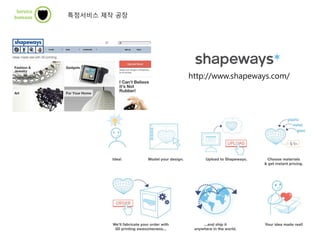 http://www.shapeways.com/
특정서비스 제작 공장
 
