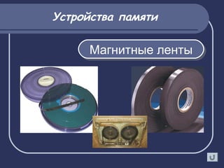 Устройства памяти
Магнитные лентыМагнитные ленты
 