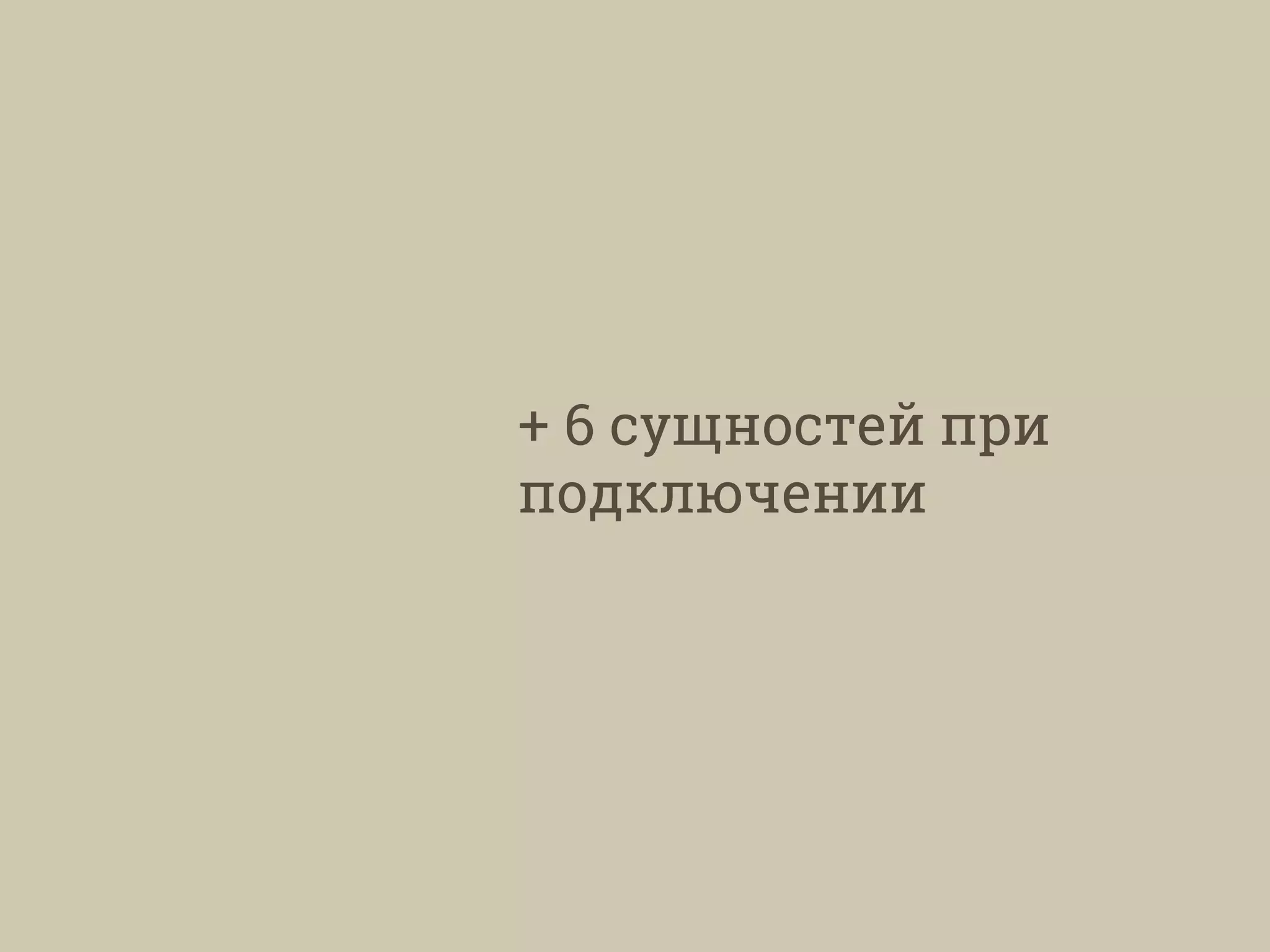 + 6 сущностей при
подключении
 