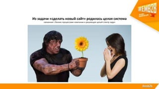 Из задачи «сделать новый сайт» родилась целая система
связанная с бизнес-процессами компании и решающая целый спектр задач
 