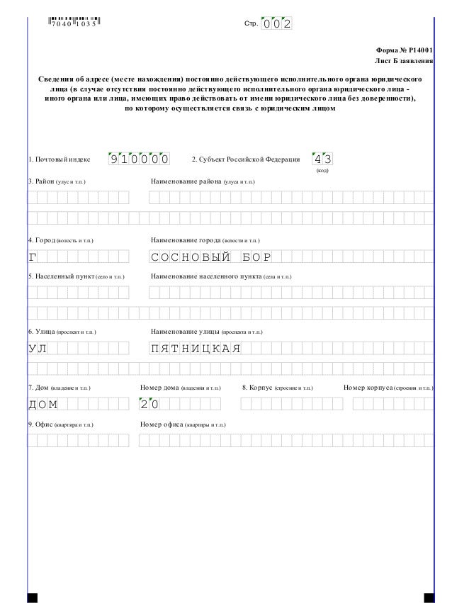 Форма 14001 образец новый