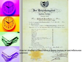 Атестат Альберта Ейнштейна в Аарау (оцінки за шестибальною
шкалою)
 