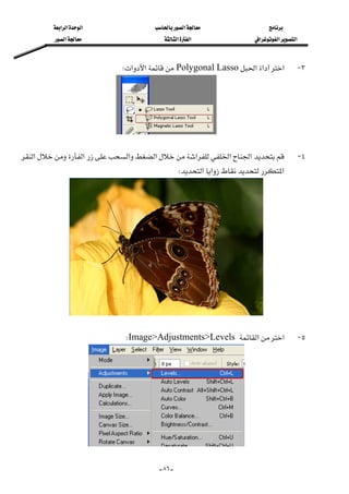 ‫א‬‫א‬‫א‬‫א‬
‫א‬‫א‬‫א‬‫א‬‫א‬‫א‬
--٨٦
٣ J‫א‬‫א‬‫א‬Polygonal Lasso‫א‬‫א‬W 
 
٤ J‫א‬‫א‬‫א‬‫א‬‫א‬‫א‬‫א‬
‫א‬‫א‬‫א‬W 
 
٥ J‫א‬‫א‬Image>Adjustments>LevelsW 
 