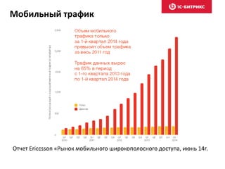 Мобильный трафик
Отчет Ericcsson «Рынок мобильного широкополосного доступа, июнь 14г.
 